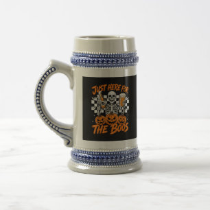 Ik ben hier alleen voor de Boos Halloween-skelet Bierpul