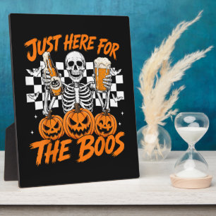 Ik ben hier alleen voor de Boos Halloween-skelet Fotoplaat