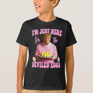 Ik ben hier alleen voor de duivelse eieren - Pink T-shirt