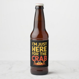 Ik ben hier alleen voor de krab grappige voedsel l bier etiket