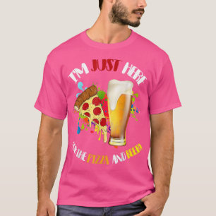Ik ben hier alleen voor de Pizza en Beer Funny Foo T-shirt