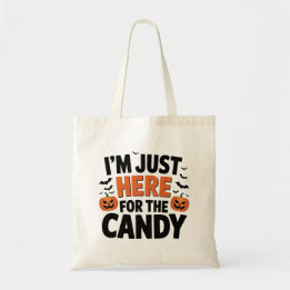 Ik ben hier alleen voor de snoepjes Grappige Hallo Tote Bag