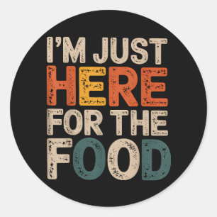 Ik ben hier alleen voor het leuke foodie cadeau ronde sticker
