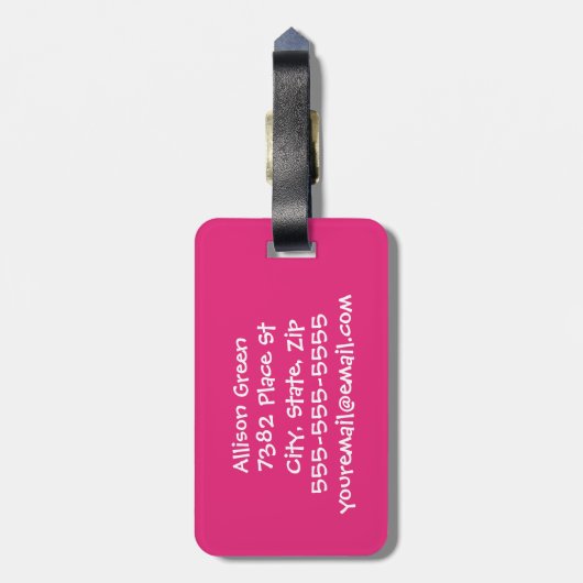 Ik ben hier! Custom Funny Bagagelabel - Roze (Achterkant verticaal)