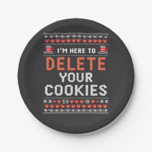 Ik ben hier om uw cookies lelijke kersttrui te ver papieren bordje