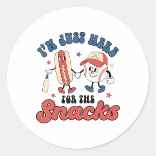 Ik ben hier voor de snacks Bysebyll 4 juli Ronde Sticker