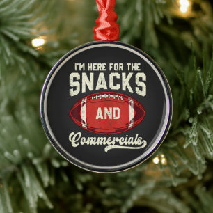 Ik ben hier voor de snacks en reclames voetbal metalen ornament