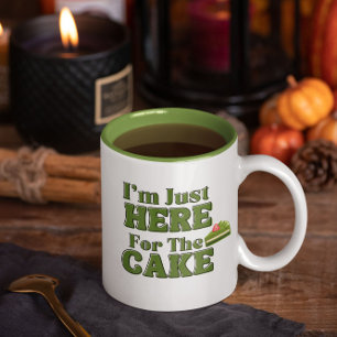 Ik ben hier voor de taart, matcha cake tweekleurige koffiemok
