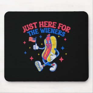 Ik ben hier voor de Wieners 4 juli hotdog Muismat