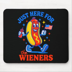 Ik ben hier voor de Wieners Funny 4th of July Hot Muismat