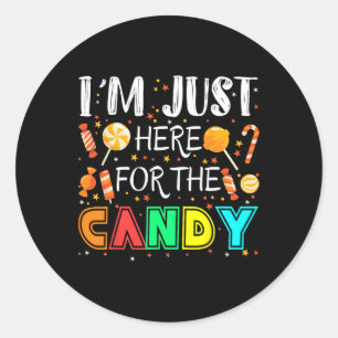 Ik ben hier voor het Snoep grappige halloween of X Ronde Sticker