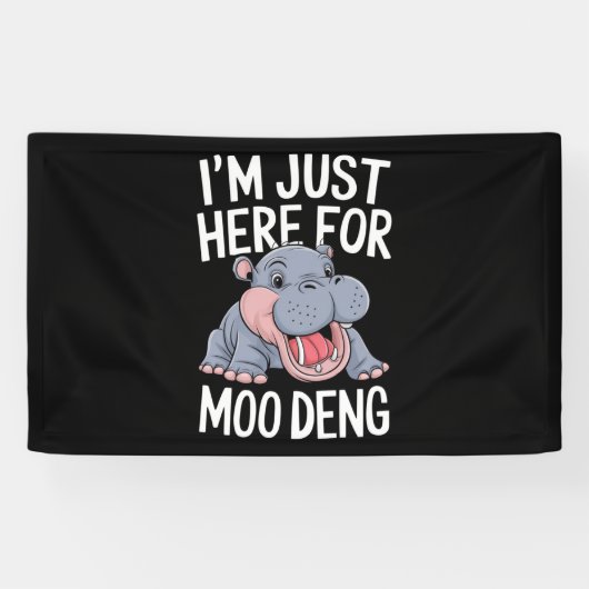 Ik ben hier voor Moo Deng Schattige Baby Hippo Spandoek (Horizontaal)