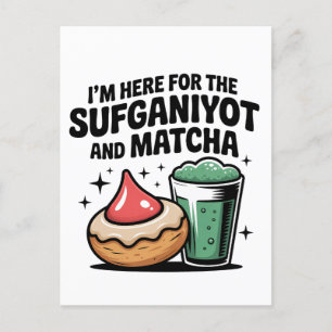 Ik ben hier voor Sufganiyot en Matcha Chanoeka Joo Feestdagenkaart