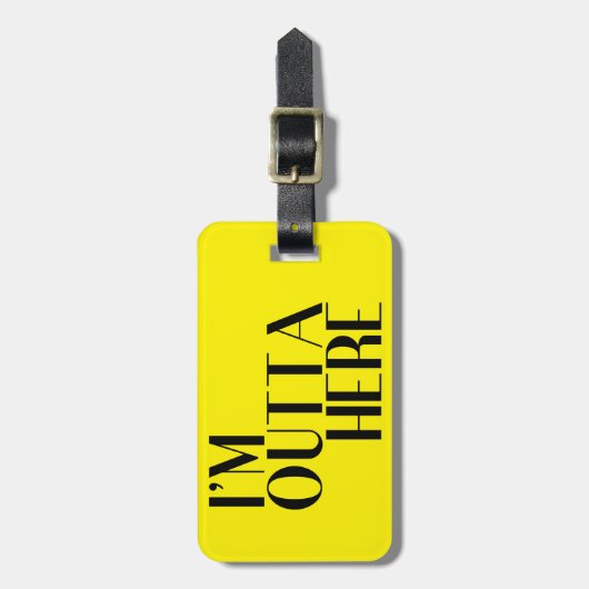 Ik ben hier weg kleurrijk met bagagelabel (Voorkant verticaal)