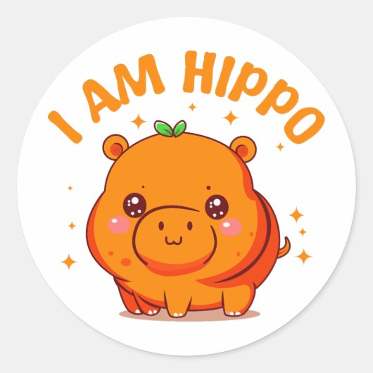 Ik ben Hippo - Grappig Hippo Ronde Sticker (Voorkant)