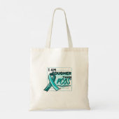 IK BEN HOGER DAN PCOS PCOS BEWUSTMAAK Blauwgroen L Tote Bag (Achterkant)