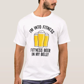 Ik ben in een fitness die dit bier in mijn buik pa t-shirt