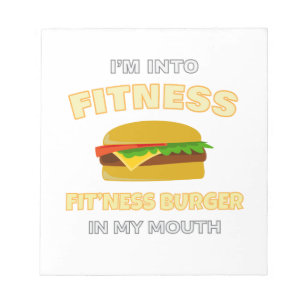 Ik ben in Fitness Fit'ness Burger in mijn mondvoed Notitieblok