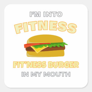 Ik ben in Fitness Fit'ness Burger in mijn mondvoed Vierkante Sticker