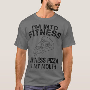 Ik ben in Fitness Pizza in mijn mond. T-shirt
