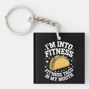 Ik ben in fitness taco in mijn mond grappige jonge sleutelhanger