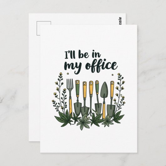 Ik ben in mijn kantoor Tuinman Funny Gardening Briefkaart (Voorkant / Achterkant)