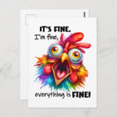 Ik ben in orde, alles is Funny Chicken Briefkaart (Voorkant / Achterkant)