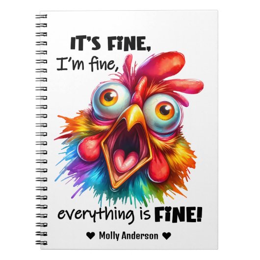 Ik ben in orde, alles is Funny Chicken Notitieboek (Voorkant)