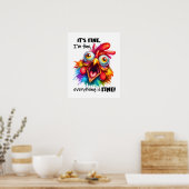 Ik ben in orde, alles is Funny Chicken Poster (Keuken)