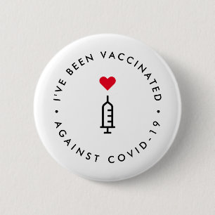 Ik ben ingeënt Covid-19 Heart Needle Ronde Button 5,7 Cm