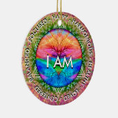 Ik ben Inspirerend Berichtregenbooghartboom Keramisch Ornament (Rechts)