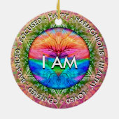 Ik ben Inspirerend Berichtregenbooghartboom Keramisch Ornament (Achterkant)