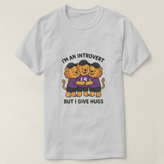 Ik ben introvert, maar ik geef knuffels t-shirt (Design voorkant)