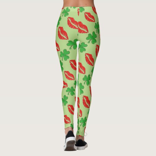 Ik ben Irish Lips Shamrock St. Patrick's Day Leggings (Achterkant)