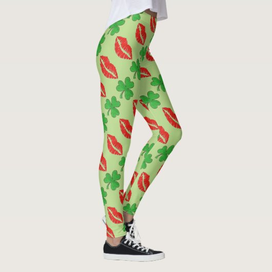 Ik ben Irish Lips Shamrock St. Patrick's Day Leggings (Rechts)
