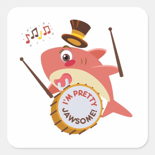 Ik ben  Jawsome Pun Square Sticker (Voorkant)