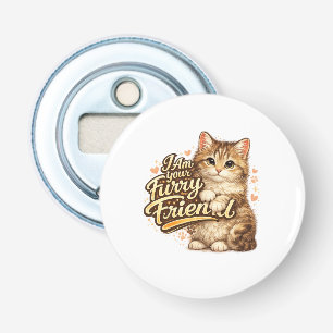 Ik Ben Je Harige Vriend Kat Ontwerp Button Flesopener