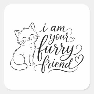 Ik Ben Je Harige Vriend Knuffelig Huisdierontwerp Vierkante Sticker