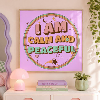 Ik ben kalm en vredig Retro Affirmatie Perfect Poster