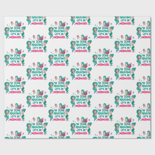 Ik ben klaar met zeemeerminnen cadeaupapier (Vlak)