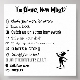 "Ik ben klaar, nu wat?" Poster