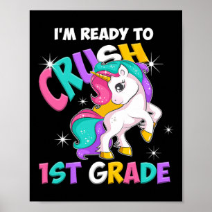 Ik ben klaar om 1e klas meisjes terug naar school poster