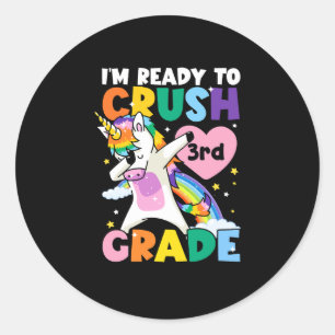 Ik ben klaar om 3e klas eenhoorn hart 1e dag te ve ronde sticker