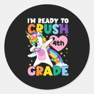 Ik ben klaar om 4e klas eenhoorn hart 1e dag te ve ronde sticker