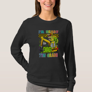 Ik ben klaar om 7e klas terug naar school dinosaur t-shirt