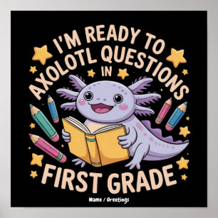 Ik ben klaar om axolotl-vragen te beantwoorden Gra Poster