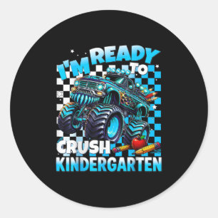 Ik ben klaar om crush kleuterschool monster truck  ronde sticker