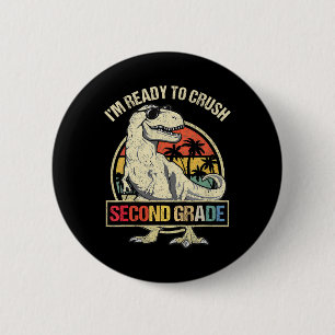 Ik ben klaar om de 2e klas dinosaurus T Rex Ck te  Ronde Button 5,7 Cm