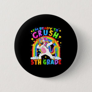 Ik ben klaar om de 5e klas eenhoorn eerste dag mei ronde button 5,7 cm