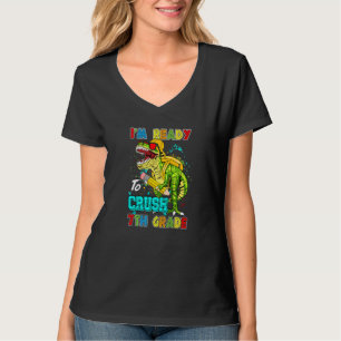 Ik ben klaar om de 7e klas terug naar school dinos t-shirt